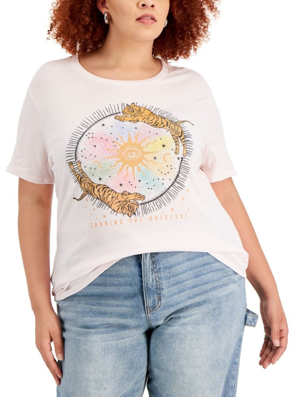 Love Tribe Womens Trendy Plus Size Tiger Celestial-Graphic T-Shirt